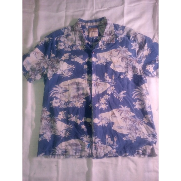 Tommy Bahama Other - Tommy Bahama Palm Tree Blue Multicolor Large Silk‎ Button Up